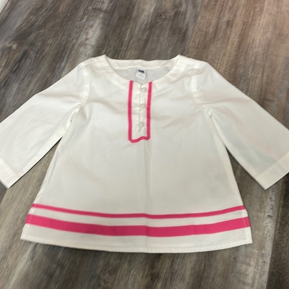 Janie and Jack White Tunic Pink Trim - Picture 1 of 7